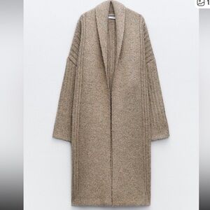 Zara Ribbed Cardigan coat - Beige